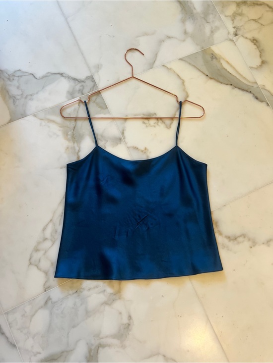 The Row Tops - The Row Teal Satin Spaghetti Strap Camisole